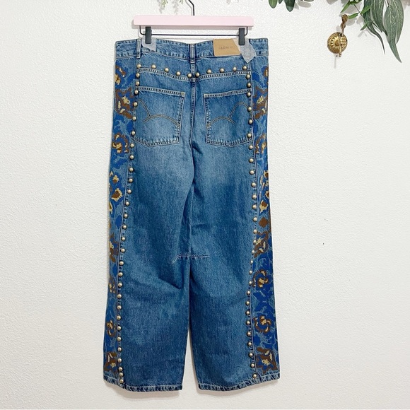 NWT Farm Rio Denim Metal Details Embroidered High Waist Pants - Picture 6 of 10